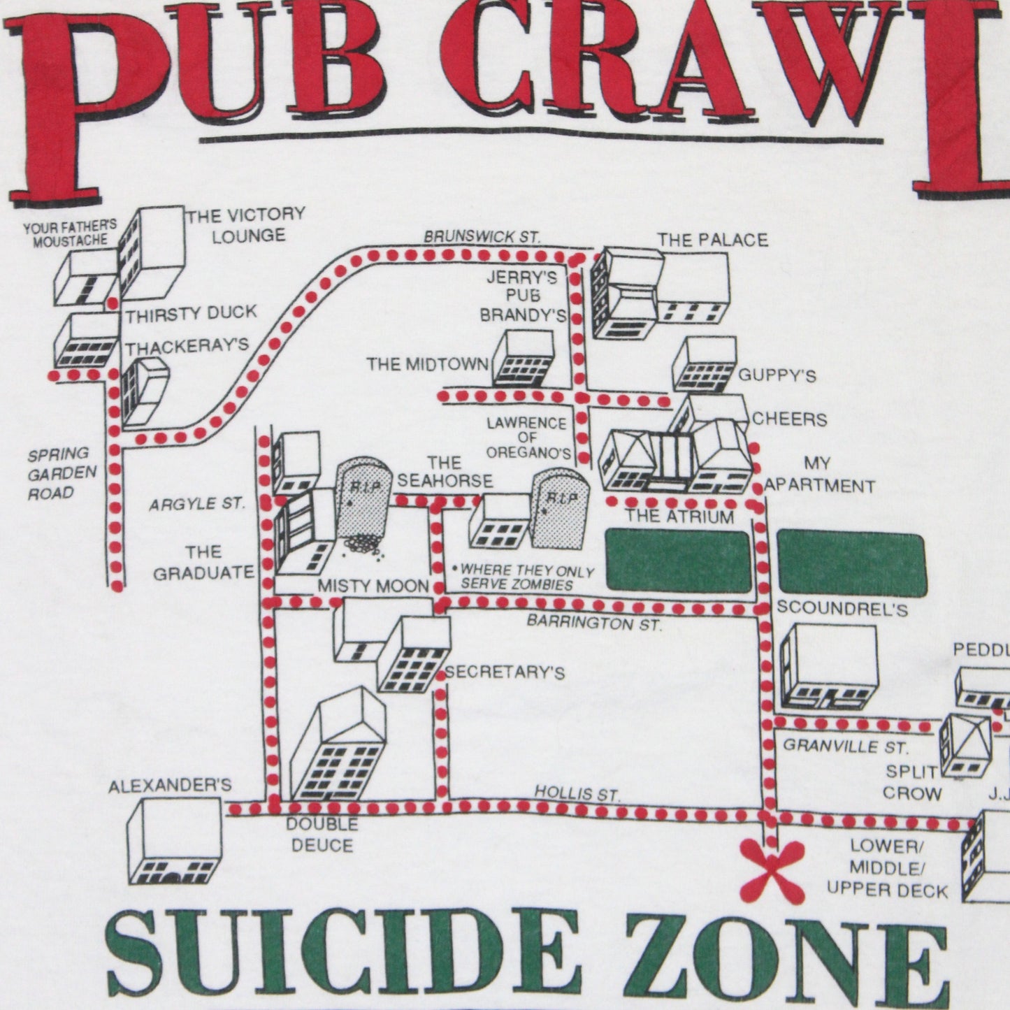 1990S PUB CRAWL “SUICIDE ZONE” TEE