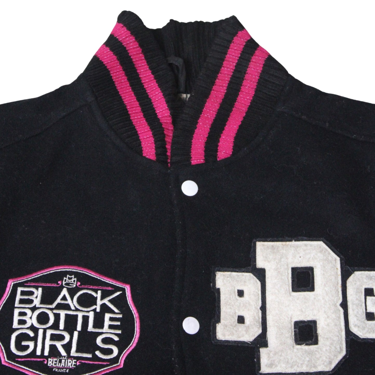 VTG BLACK BOTTLE GIRLS VARSITY JACKET