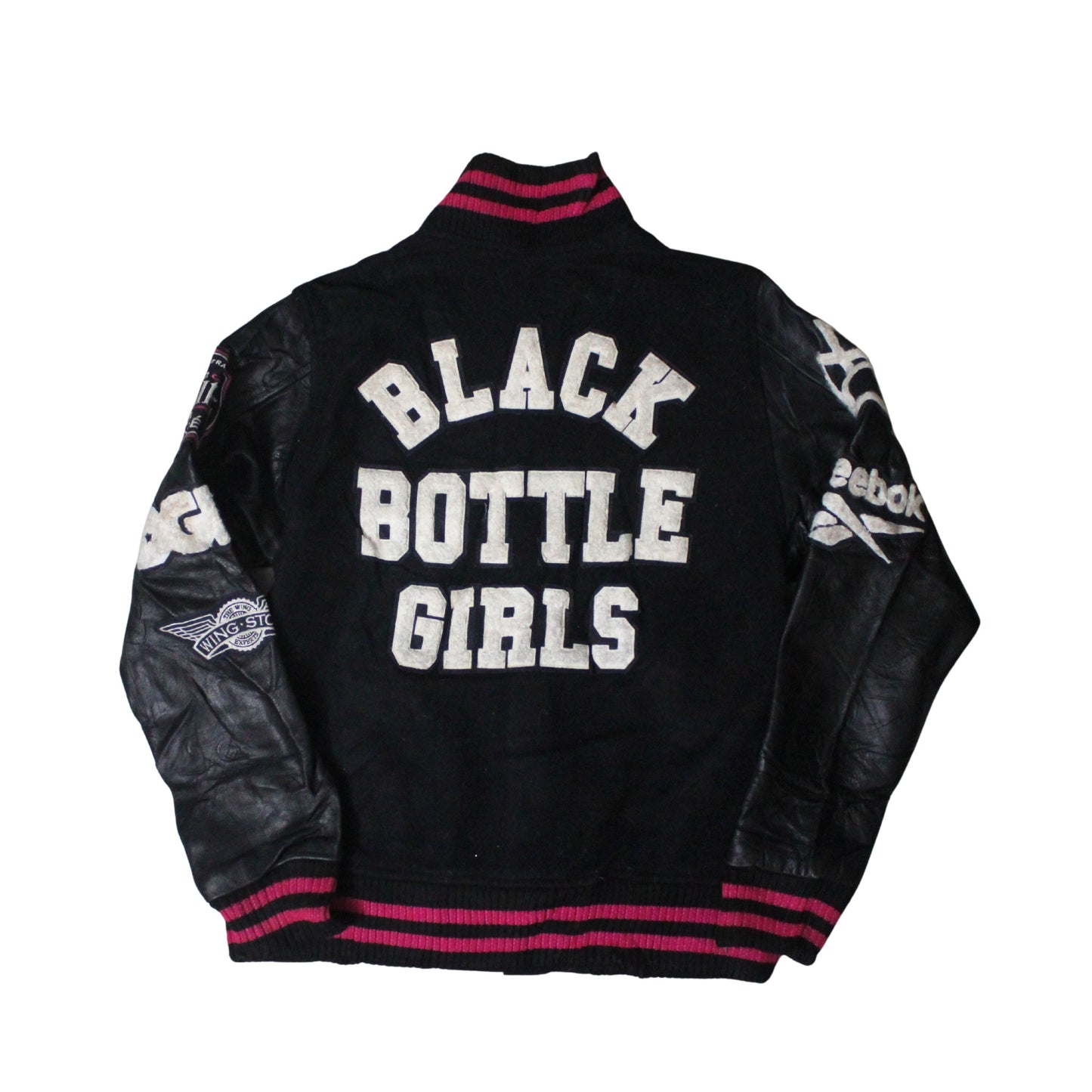 VTG BLACK BOTTLE GIRLS VARSITY JACKET