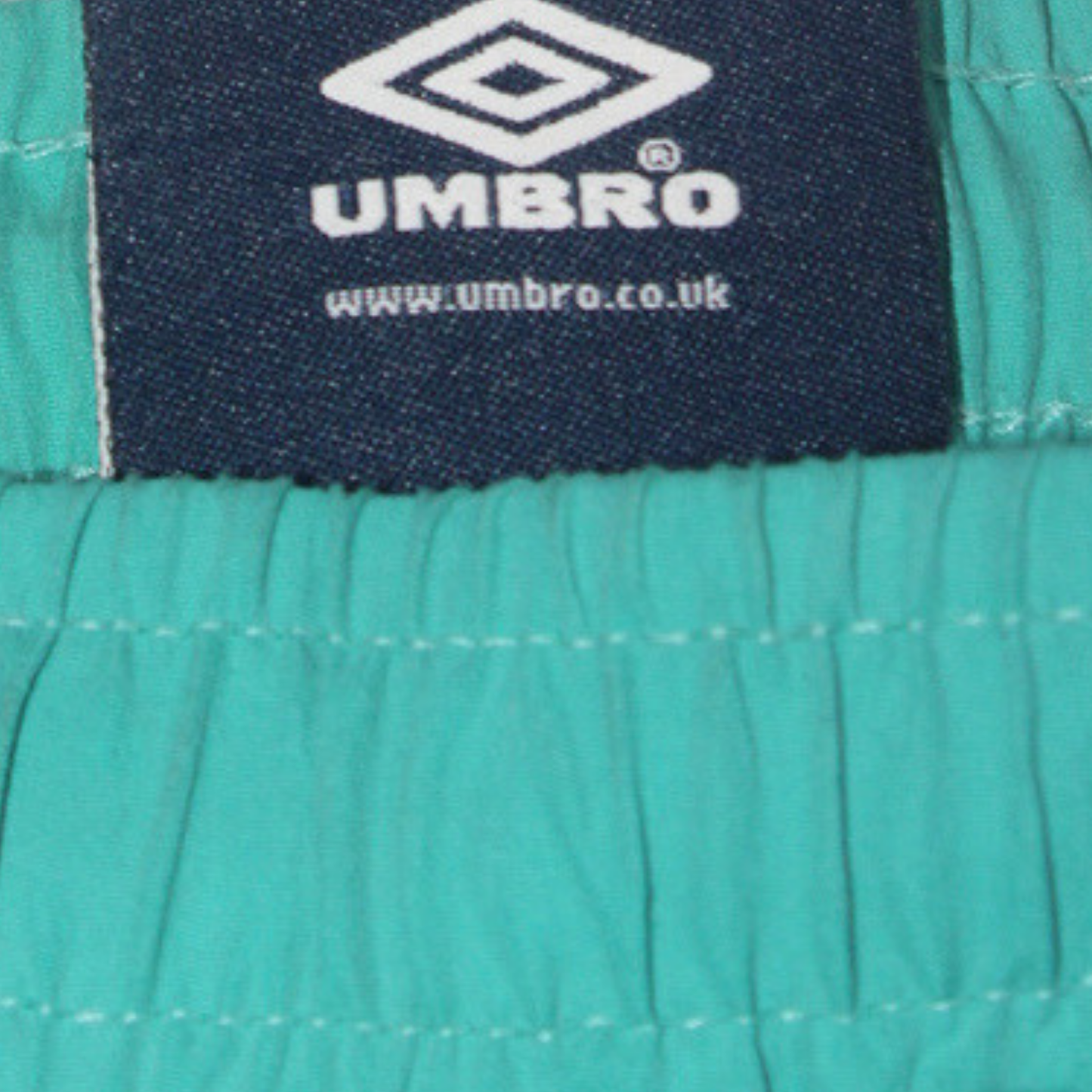 90S UMBRO TEAL SPELLOUT FOOTBALL SHORTS