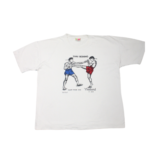 1990S "THAI BOXING ROUND-HOUSE KICK" THAILAND SOUVENIR TEE