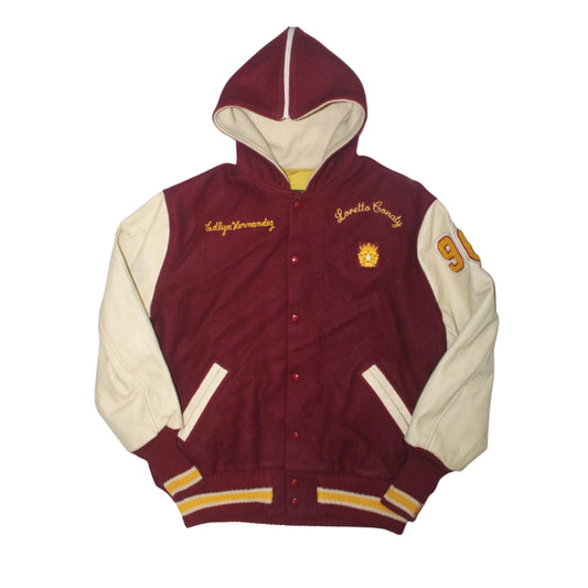 1990S LIONETTE CONNALLY HOODED AWARD VARSITY JACKET