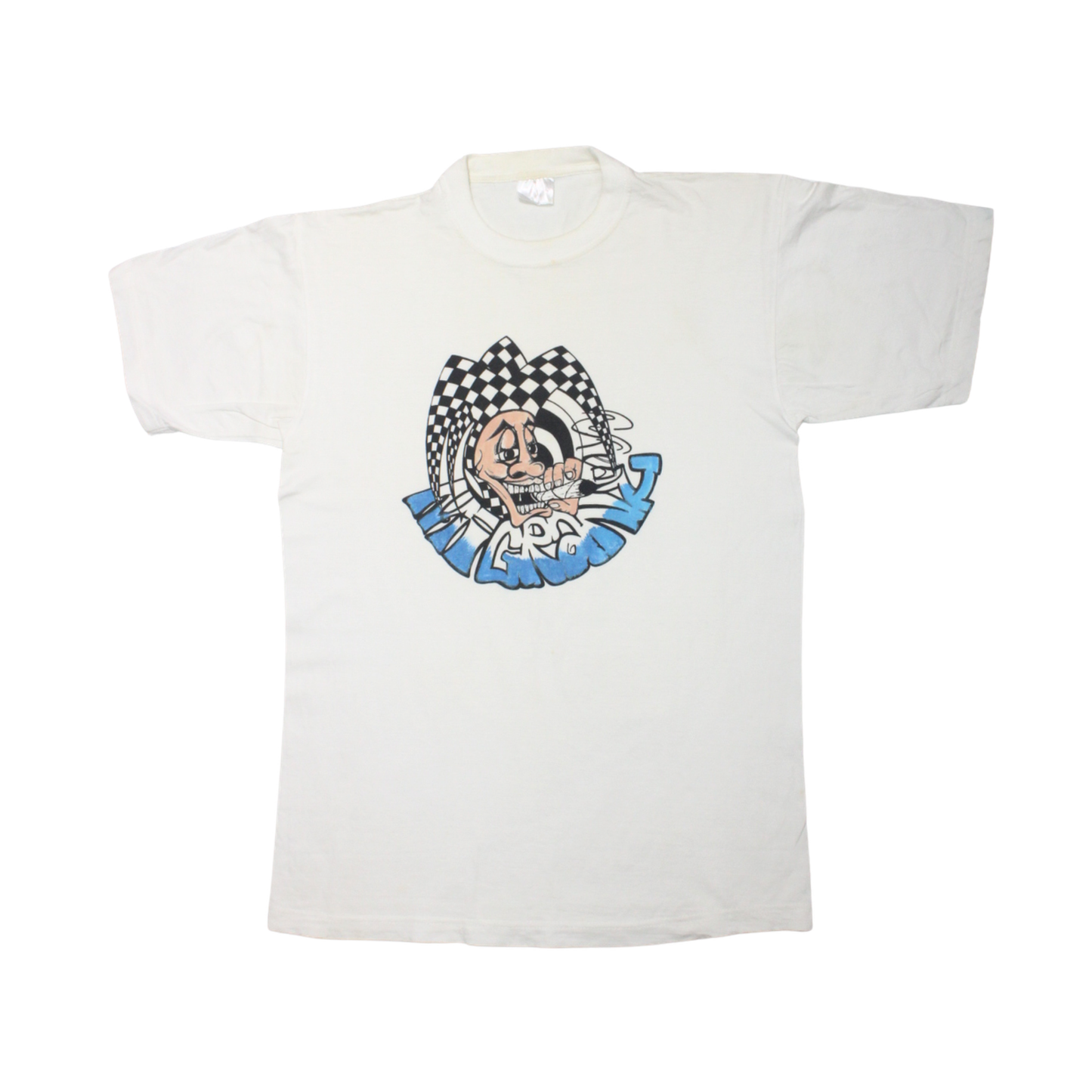 2000S CHECKERED FLAG CARTOON CHARACTER GRAPHIC TEE