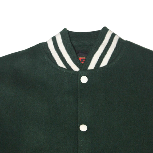 2000S GAMEDAY CLASSIC GREEN AND WHITE VARSITY JACKET