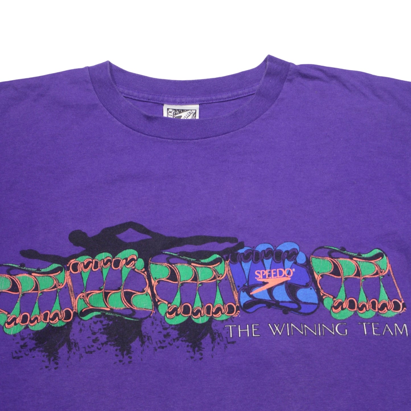 1990S SPEEDO “THE WINNING TEAM” DOUBLE-SIDED SWIM GRAPHIC TEE
