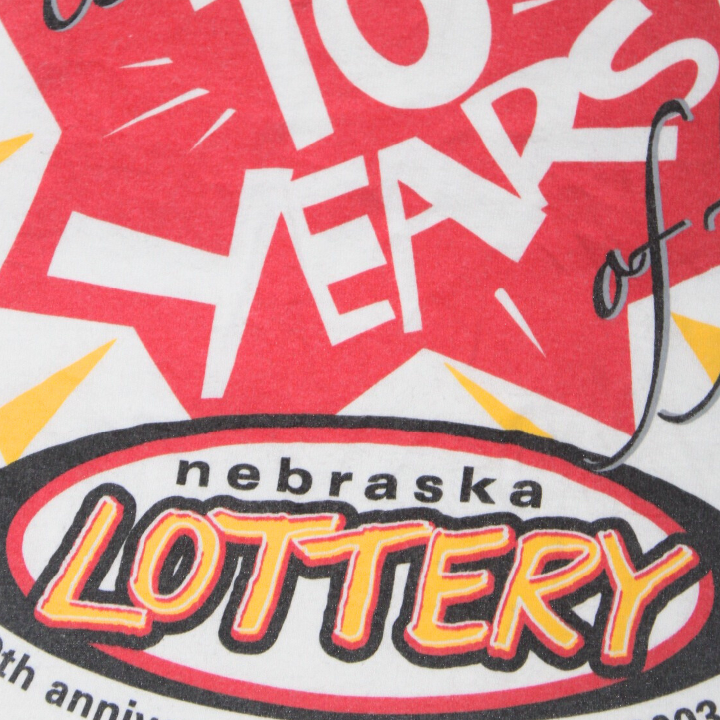 2003 NEBRASKA LOTTERY 10TH ANNIVERSARY TEE