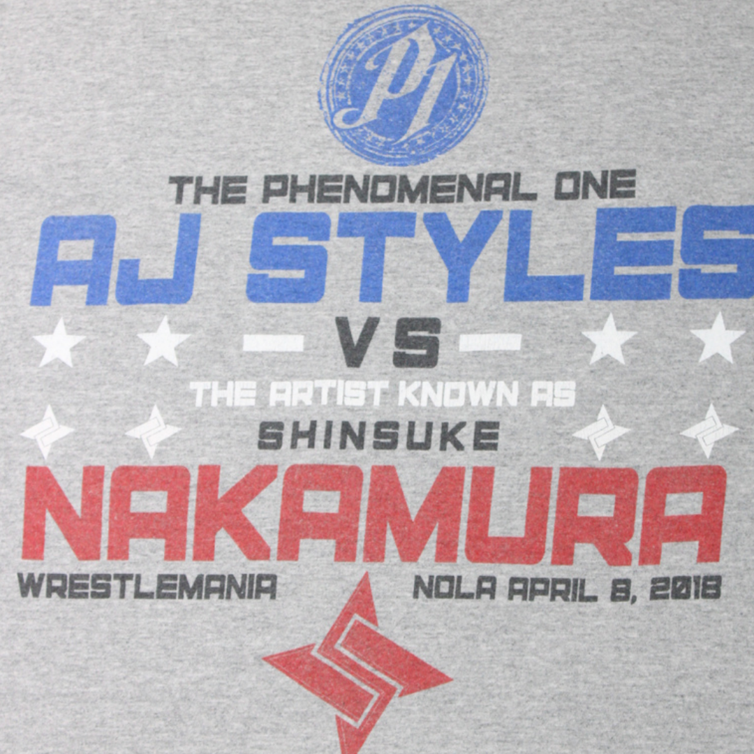 2018 WWE "AJ STYLES VS NAKAMURA" WRESTLEMANIA TEE