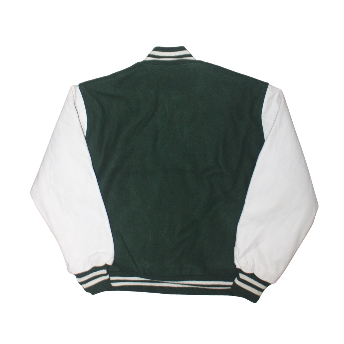 2000S GAMEDAY CLASSIC GREEN AND WHITE VARSITY JACKET