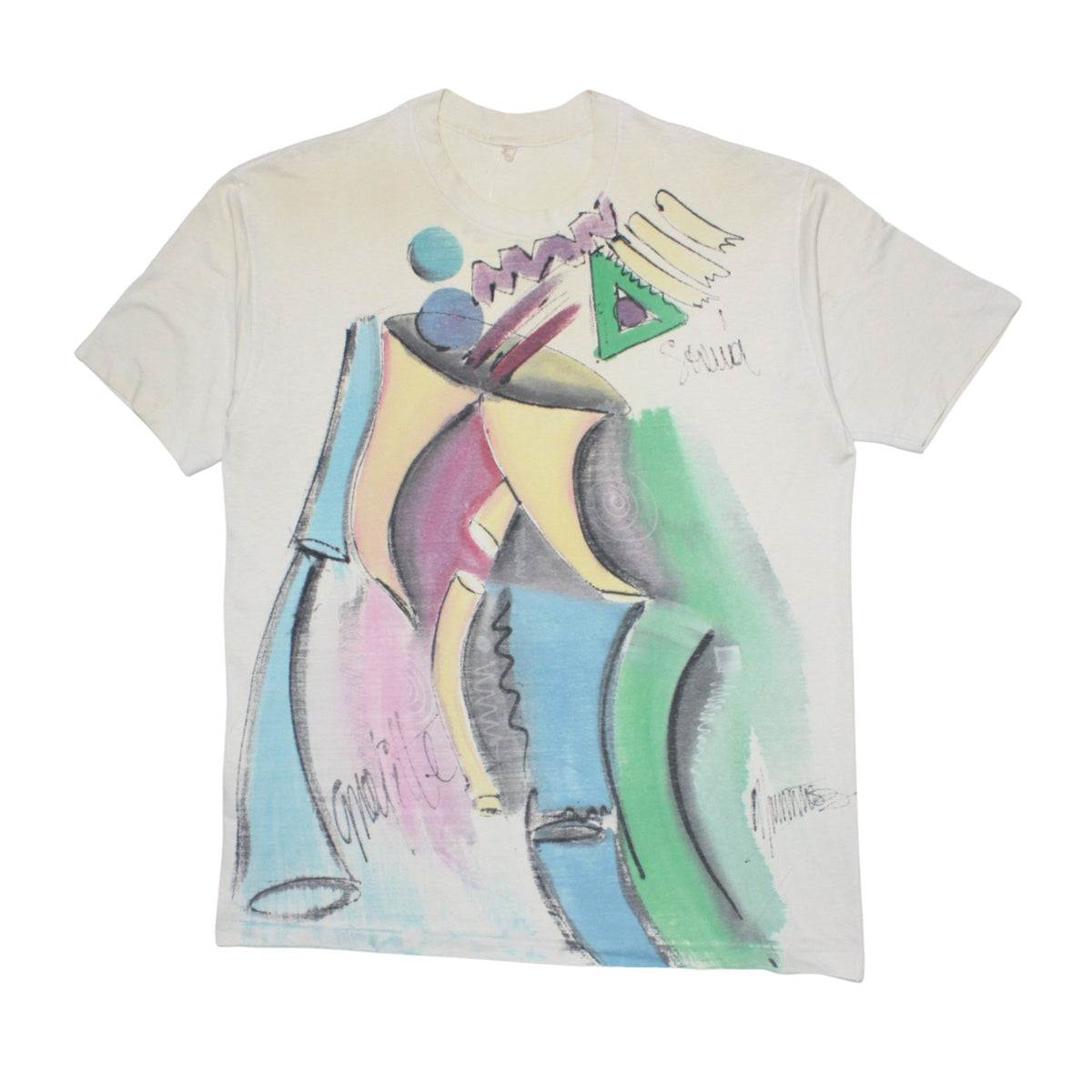 1990S HAND PAINTED "ABSTRACT GRAFFITI" ART TEE