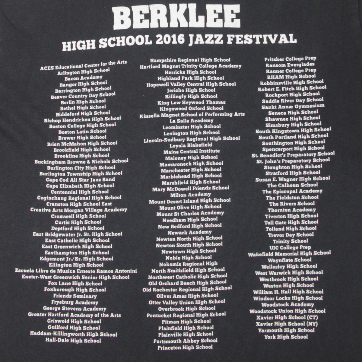 2016 BERKLEE "HIGH SCHOOL JAZZ FESTIVAL" TEE