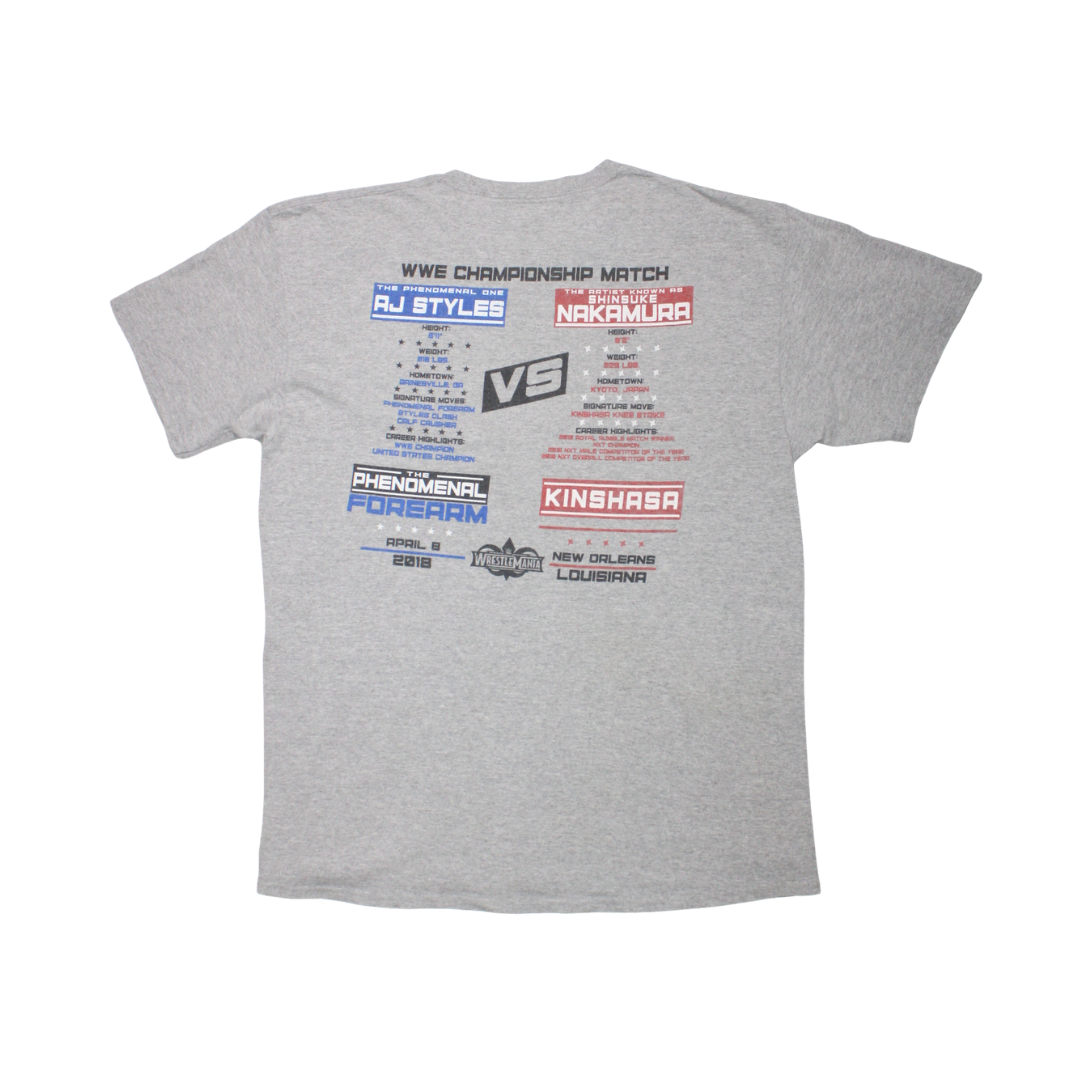 2018 WWE "AJ STYLES VS NAKAMURA" WRESTLEMANIA TEE