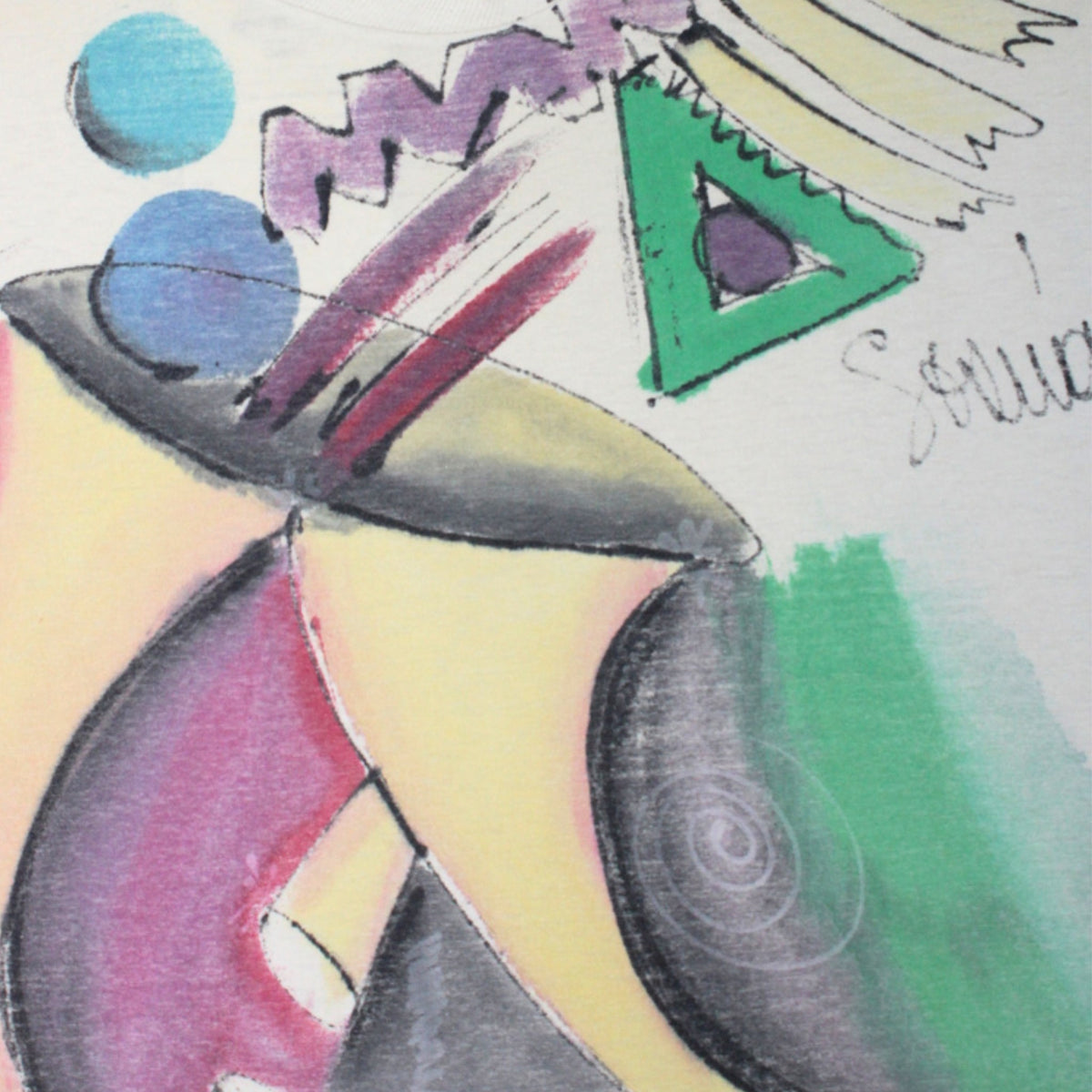 1990S HAND PAINTED "ABSTRACT GRAFFITI" ART TEE
