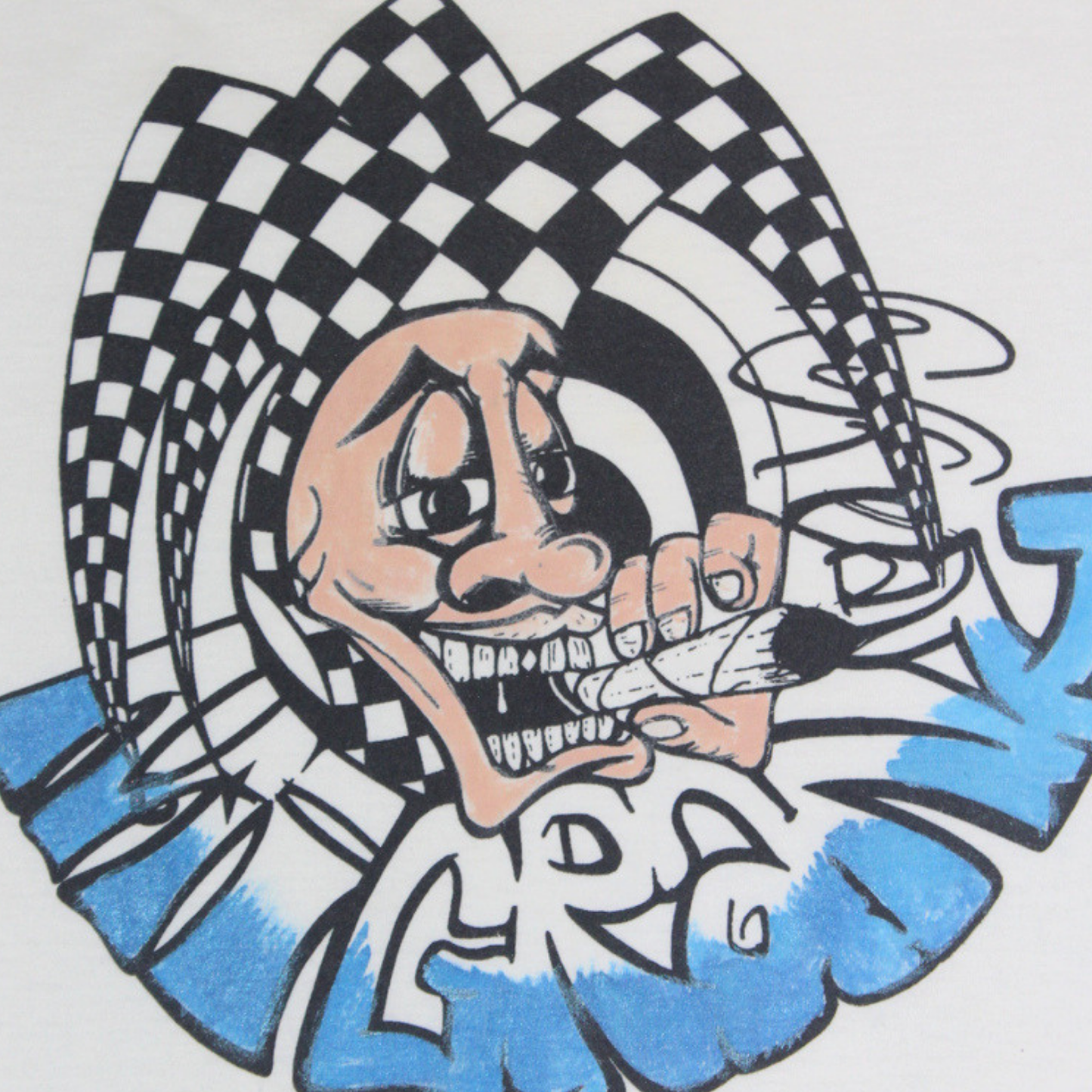 2000S CHECKERED FLAG CARTOON CHARACTER GRAPHIC TEE