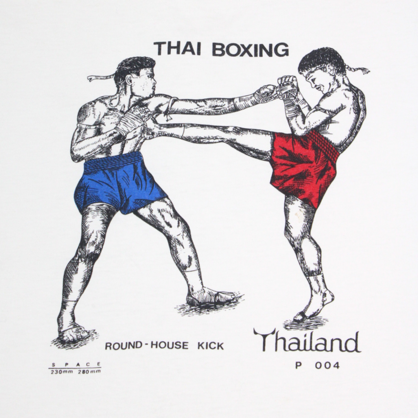 1990S "THAI BOXING ROUND-HOUSE KICK" THAILAND SOUVENIR TEE