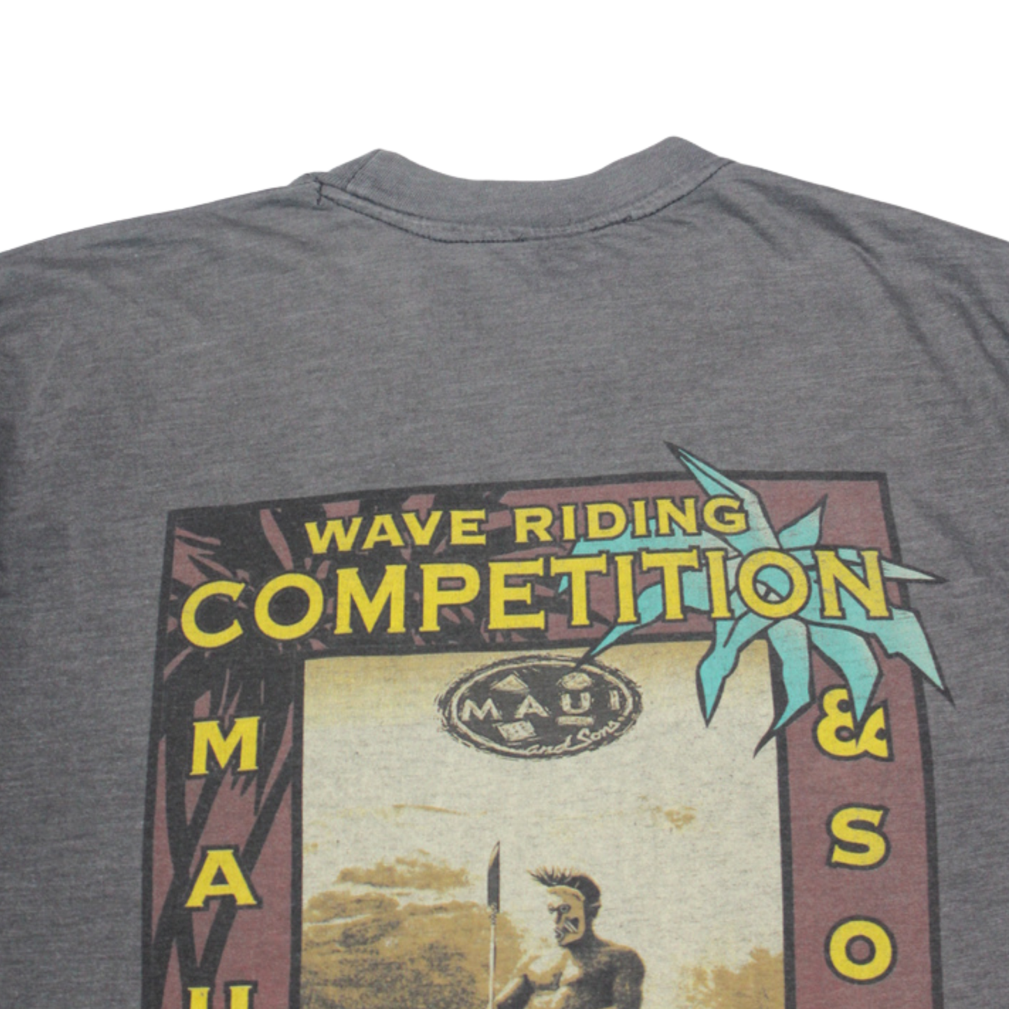 1995 MAUI AND SONS "HAWAIIAN WARRIOR" SURF TEE
