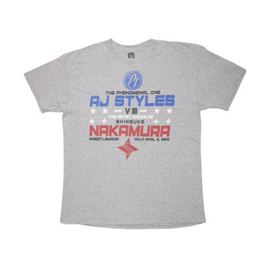 2018 WWE "AJ STYLES VS NAKAMURA" WRESTLEMANIA TEE