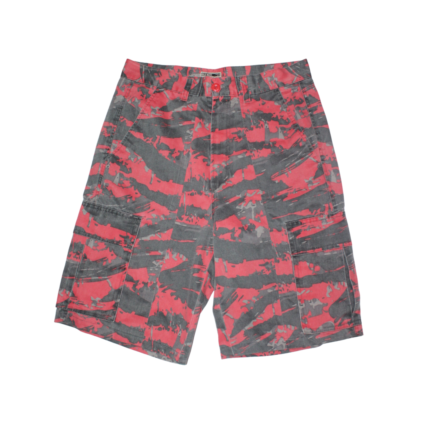 2000S OLD NAVY RED TIGER CAMO CARGO SHORTS